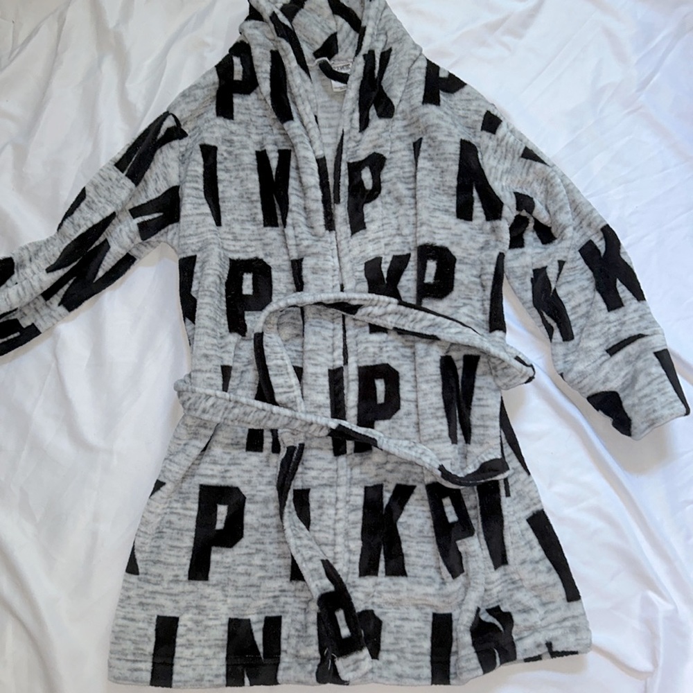 Victoria’s Secret PINK grey fuzzy bathrobe